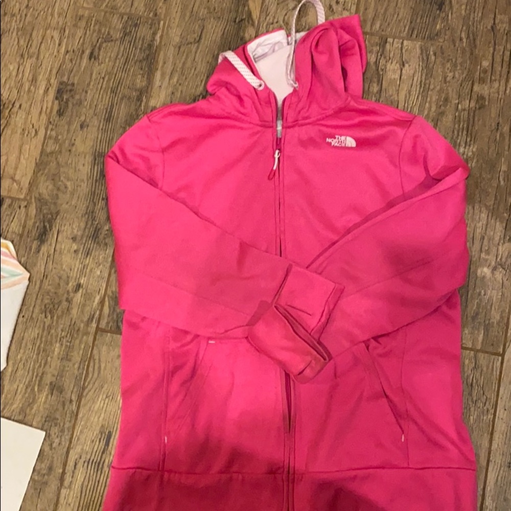 VGUC pink full-zip North Face sweatshirt size XL